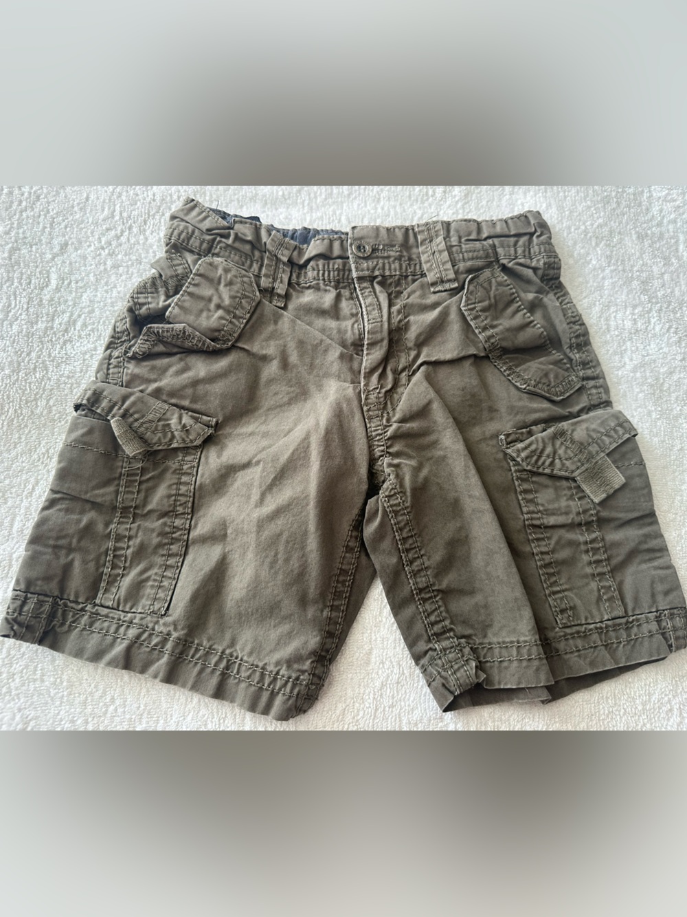 Kids Olive Cargo Shorts with Multiple Pockets